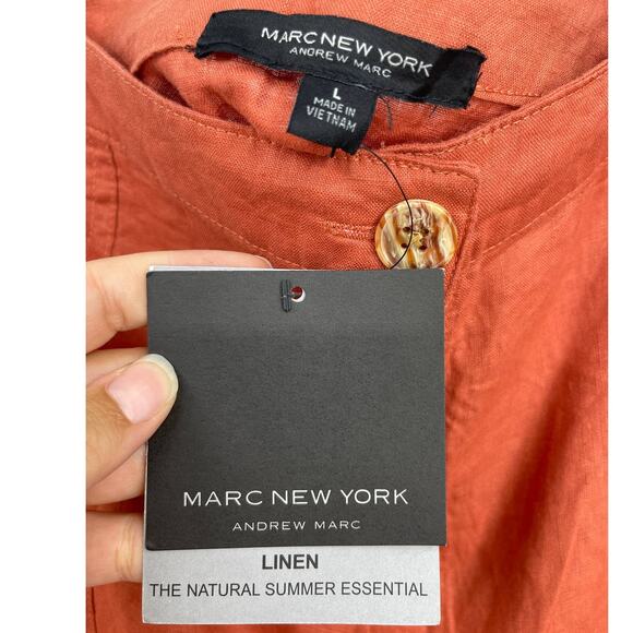 Marc New York Andrew Marc Womens Bruschetta Orange Midi Button Skirt NEW Large - Picture 10 of 12